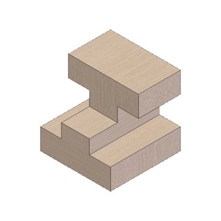 Würfel mit 2 Nuten und Stufe