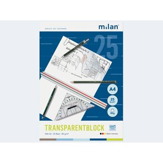Transparentpapier Block A4 unliniert, 25 Blatt